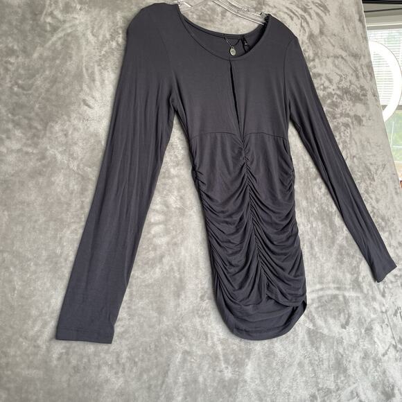 NEW BKE Buckle Club Top Womens Small Ruched Keyhole Long Sleeve Stretch READ - Picture 2 of 9